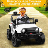12V Electric Ride-On Truck for Kids with Remote Control - 2 Speeds, White