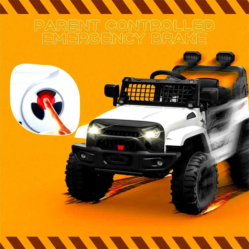 12V Electric Ride-On Truck for Kids with Remote Control - 2 Speeds, White