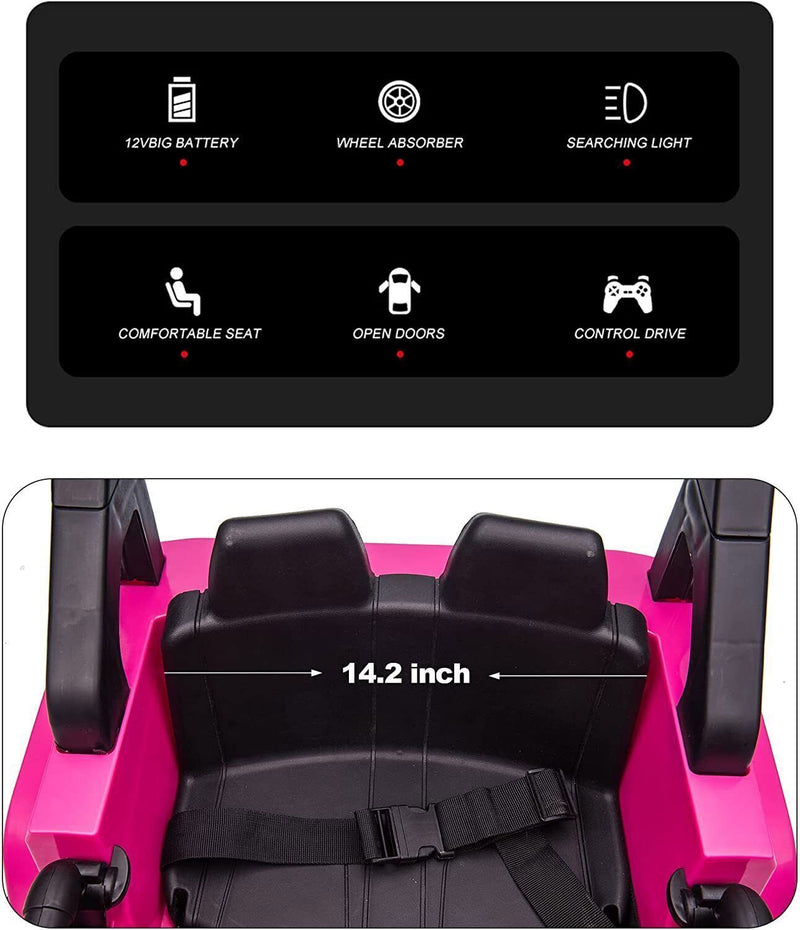 12V Electric Ride On Truck for Kids with Remote Control and LED Lights