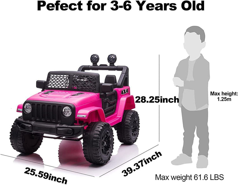 12V Electric Ride On Truck for Kids with Remote Control and LED Lights