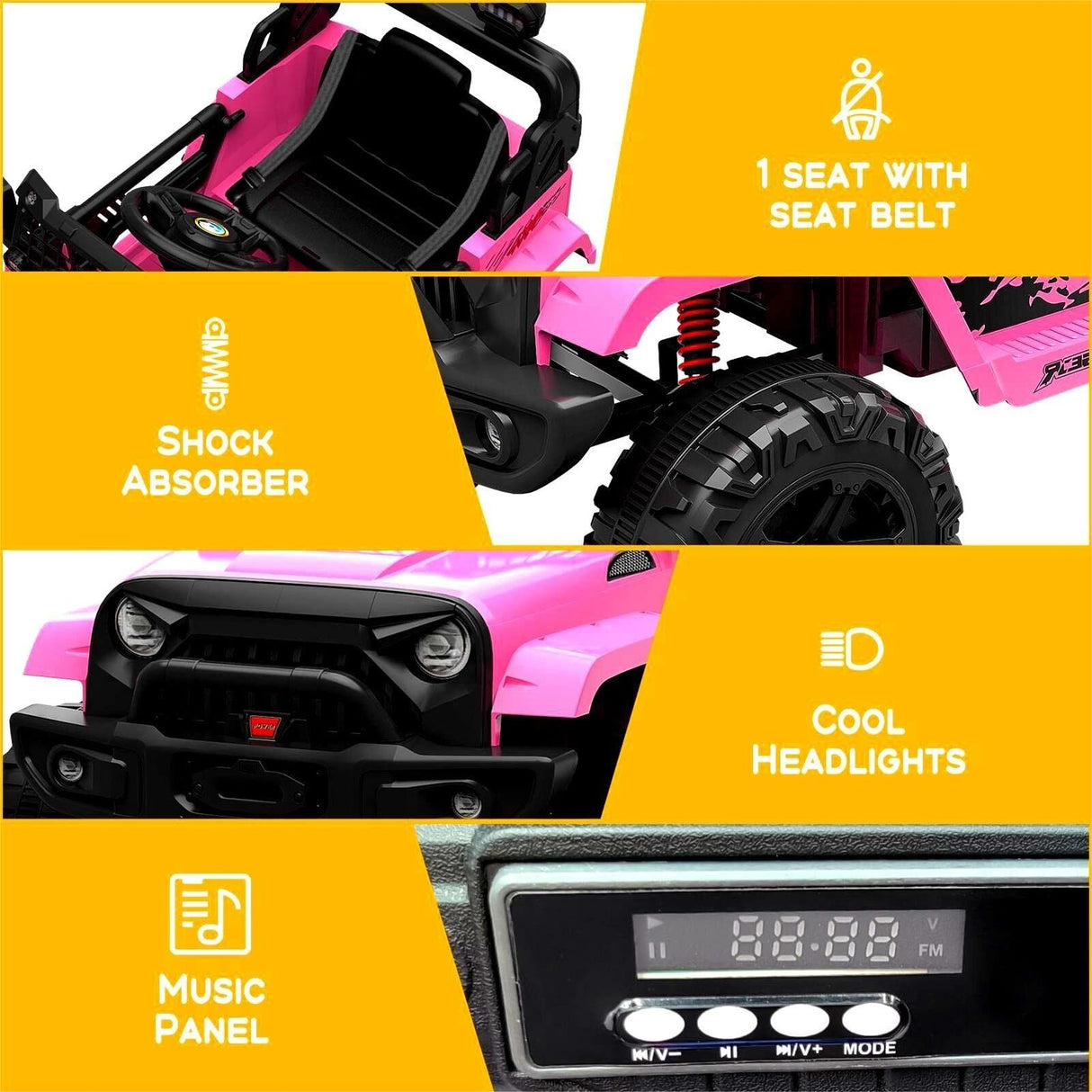 12V Electric Ride-On Truck for Kids with Remote Control and Spring Suspension
