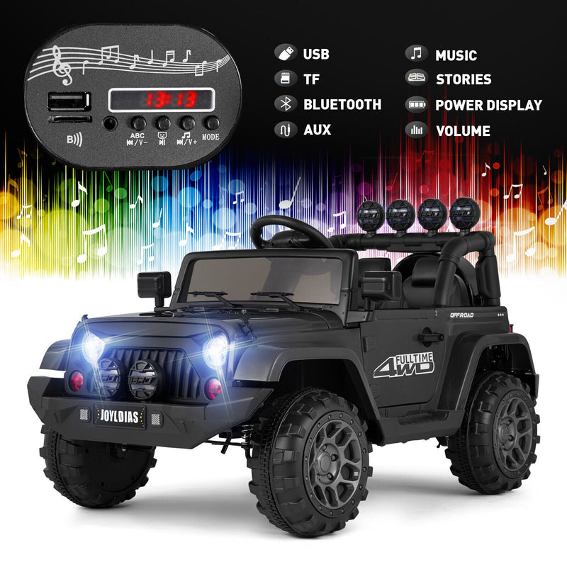 12V Electric Ride-On Truck for Kids with Storage, LED Lights, MP3 Player, and Remote Control