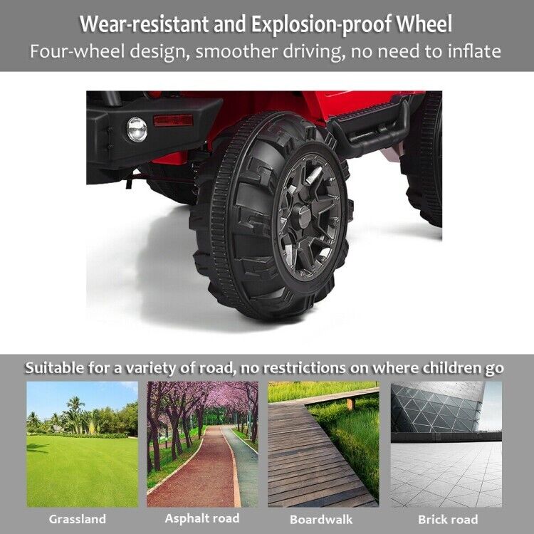 12V Electric Ride On Truck Toy Car with MP3 Player, Remote Control, and LED Lights for Kids