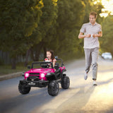 12V Electric Ride-On Truck with RC Remote Control in Rose Red