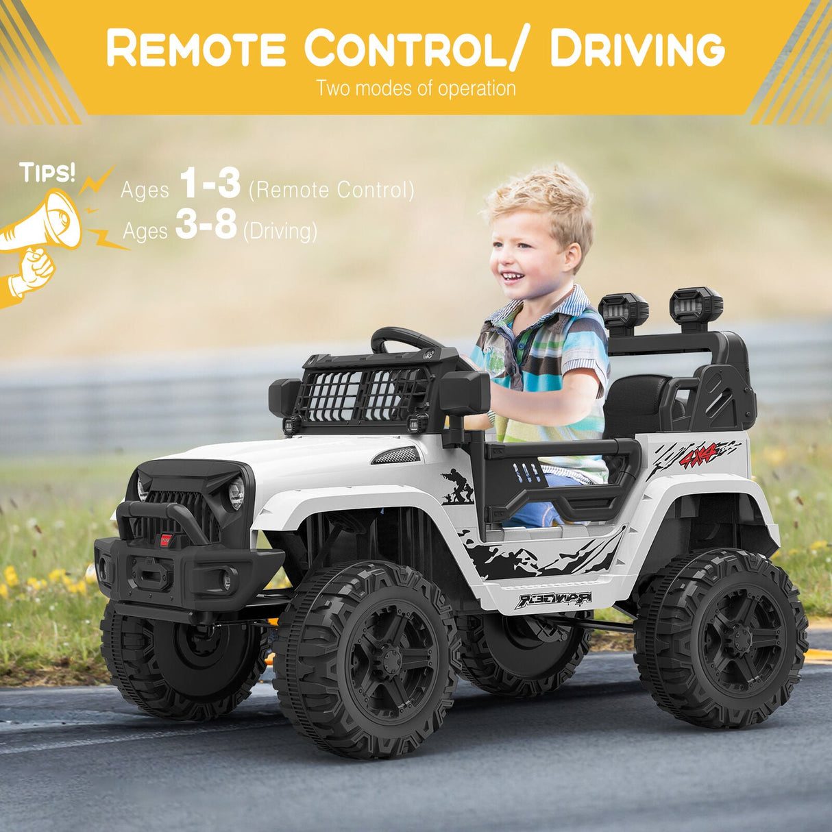 12V Electric Ride On Truck with Remote Control and LED Lights