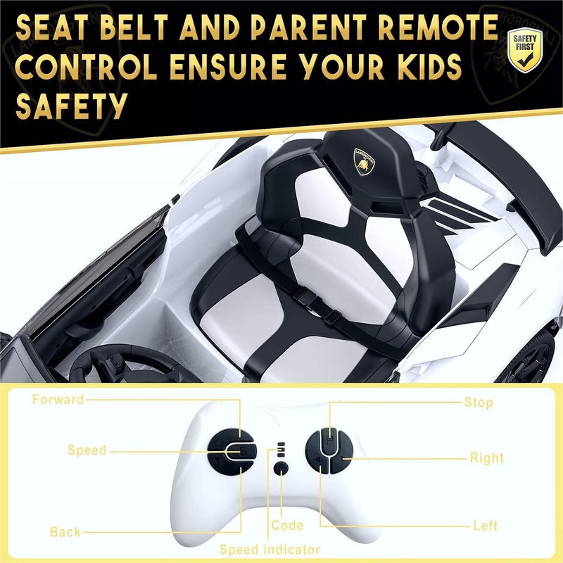 12V Electric Sports Car Toy for Kids with Remote Control and LED Lights - Perfect Christmas Gift