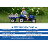 12V Electric Tractor Ride-On Toy with Trailer for Kids