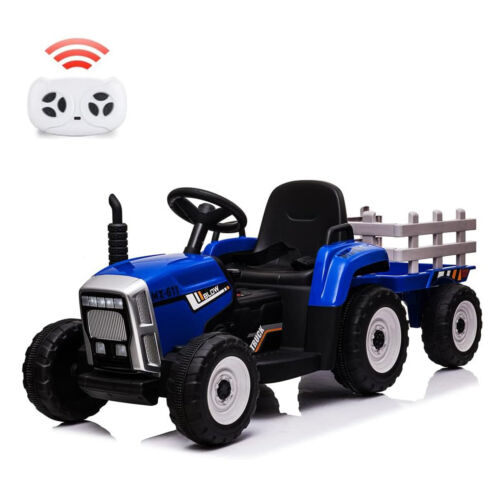 12V Electric Tractor Trailer Toy with MP3 Player for Kids - Battery Powered Ride-On Fun!