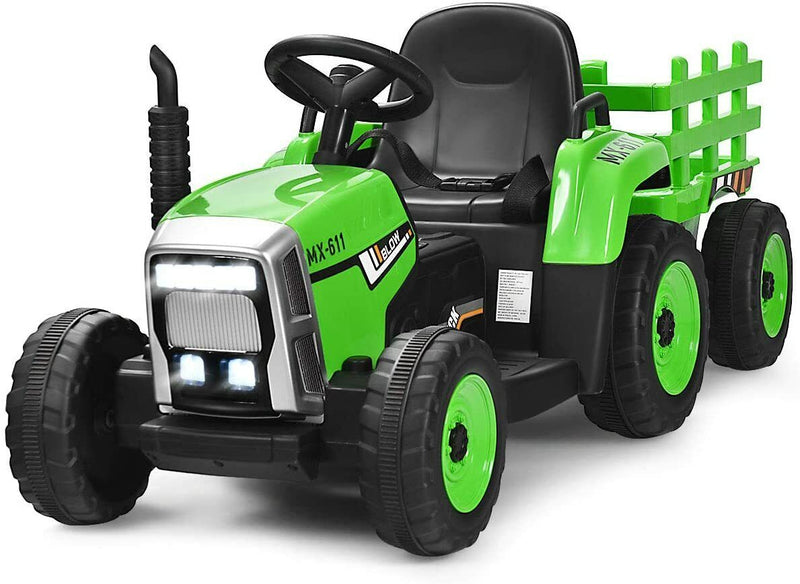 12V Electric Tractor with Remote Control and Detachable Trailer for Kids