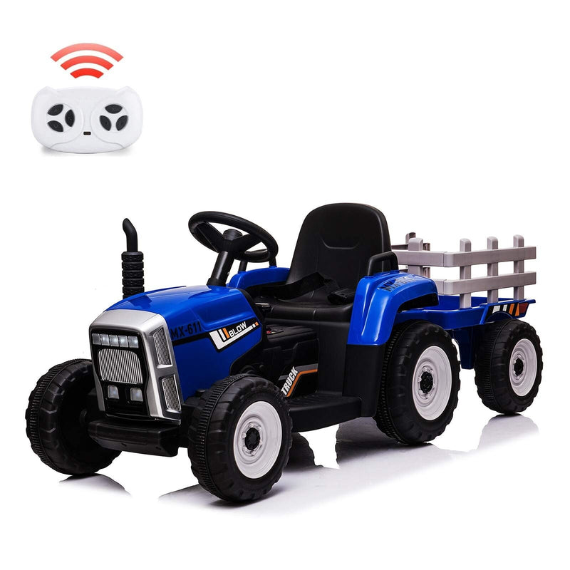 12V Electric Tractor with Trailer - Remote Control Ride On Car for Toddlers