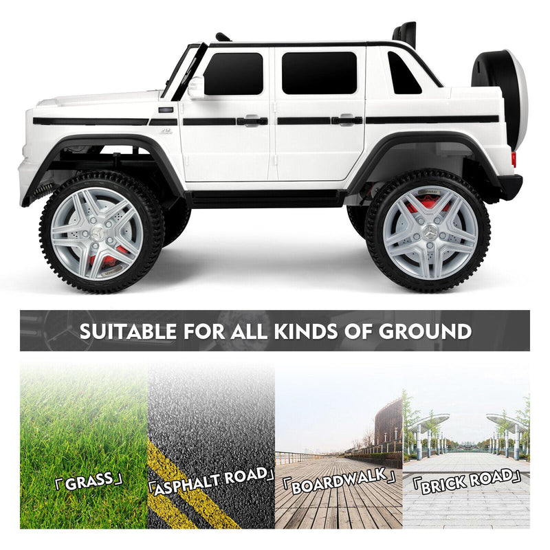 12V Electric White Mercedes-Benz Ride On Car with LED Lights, MP3 Player, and Remote Control for Kids