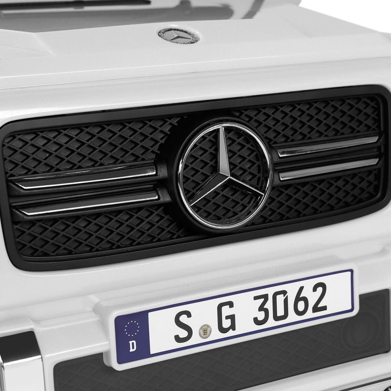 12V Electric White Mercedes-Benz Ride On Car with LED Lights, MP3 Player, and Remote Control for Kids