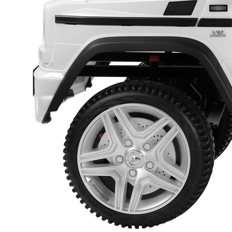 12V Electric White Mercedes-Benz Ride On Car with LED Lights, MP3 Player, and Remote Control for Kids