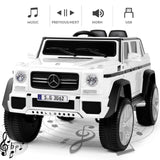 Electric Ride-On Car for Kids with Music, LED Lights, and Remote Control - 3 Speeds - White