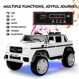Electric Ride-On Car for Kids with Music, LED Lights, and Remote Control - 3 Speeds - White