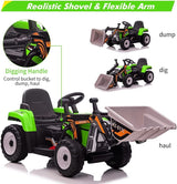 12V Excavator Ride-On Car with Remote Control and Threaded Tires for Toddlers