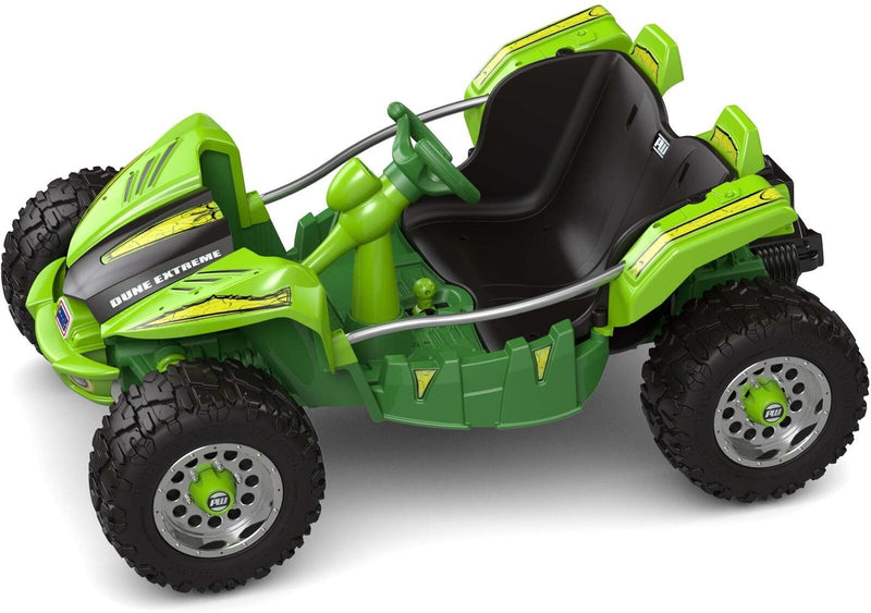 12V Green Dune Buggy Car Racer - Battery Powered Ride On Toy for Kids with Extreme Wheels