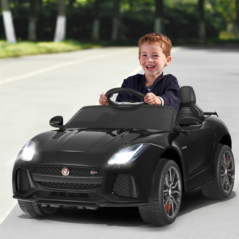 12V Jaguar F-Type SVR Licensed Kids Ride On Car with MP3 Player and Lights in Black
