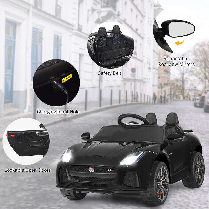 12V Jaguar F-Type SVR Licensed Kids Ride On Car with MP3 Player and Lights in Black