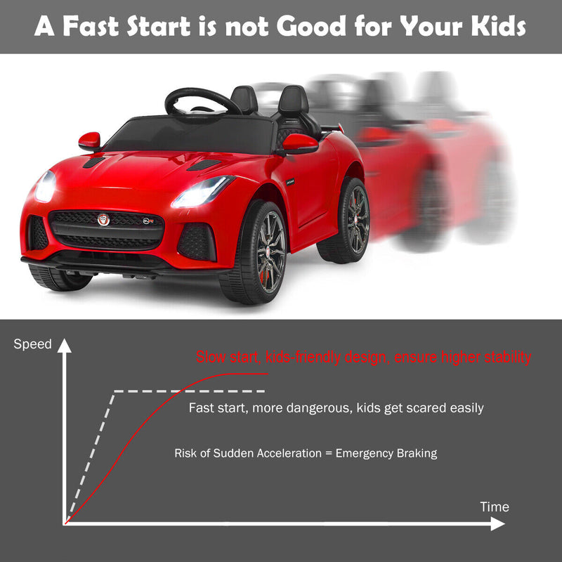 12V Jaguar F-Type SVR Licensed Kids Ride On Car with MP3 Player and Lights in Red