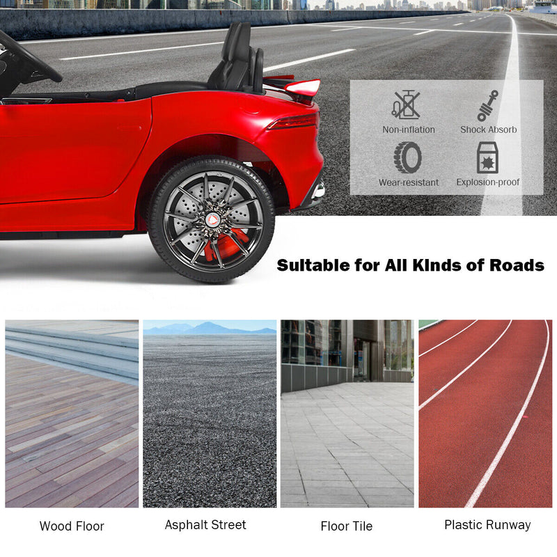 12V Jaguar F-Type SVR Licensed Kids Ride On Car with MP3 Player and Lights in Red