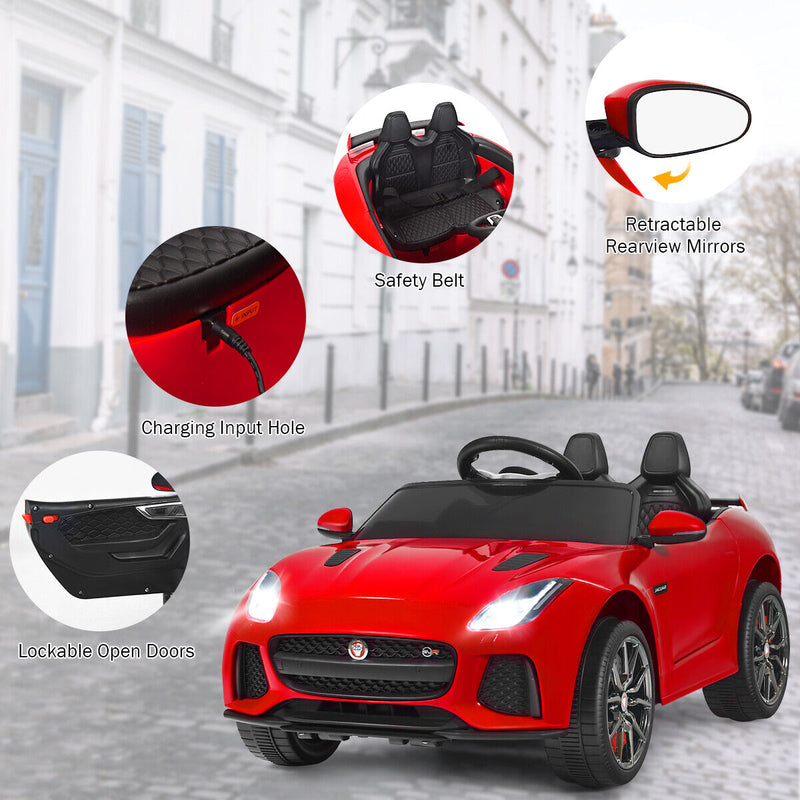 12V Jaguar F-Type SVR Licensed Kids Ride On Car with MP3 Player and Lights in Red