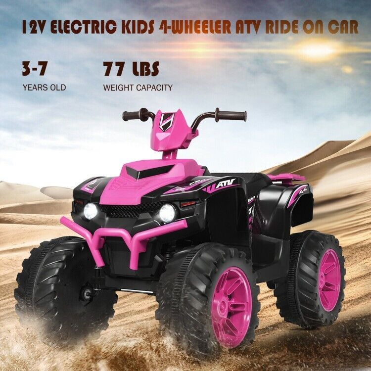 12V Kids ATV with LED Lights and Treaded Tires - The Perfect Ride for Young Adventurers!