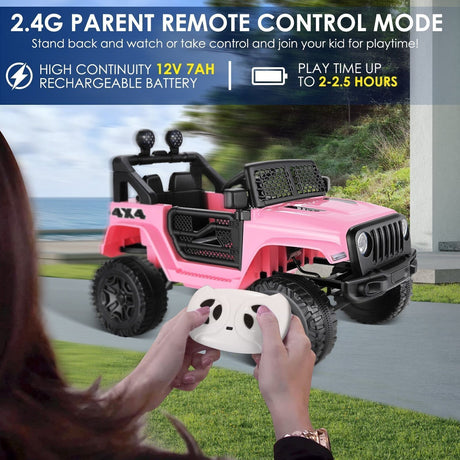 12V Kids Electric Jeep Car with Remote Control, Bluetooth, LED Lights, and MP3 Player
