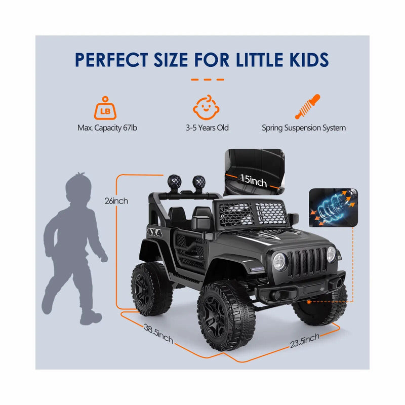 12V Electric Ride-On Car for Kids with Remote Control and Music Player