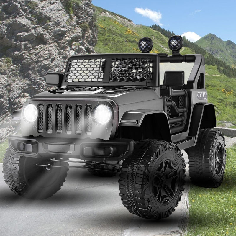 12V Kids Electric Jeep with Remote Control, 3 Speeds, LED Lights, and MP3 Player