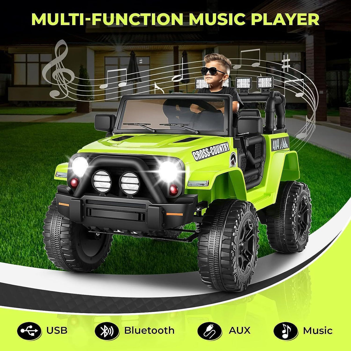 Electric Ride-On Truck with Remote Control and LED Lights - 3 Speed Options