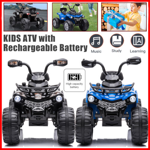 12V Kids Electric Quad 4-Wheeler ATV Toy with LED Lights and 2 Speed Options