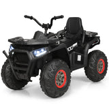 12V Kids Electric Ride On Car Toy with LED Lights in Black, Red, or White