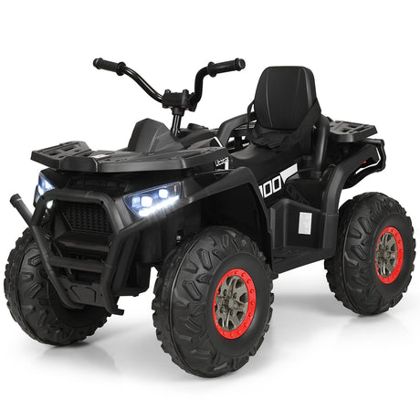 12V Kids Electric Ride On Car Toy with LED Lights in Black, Red, or White