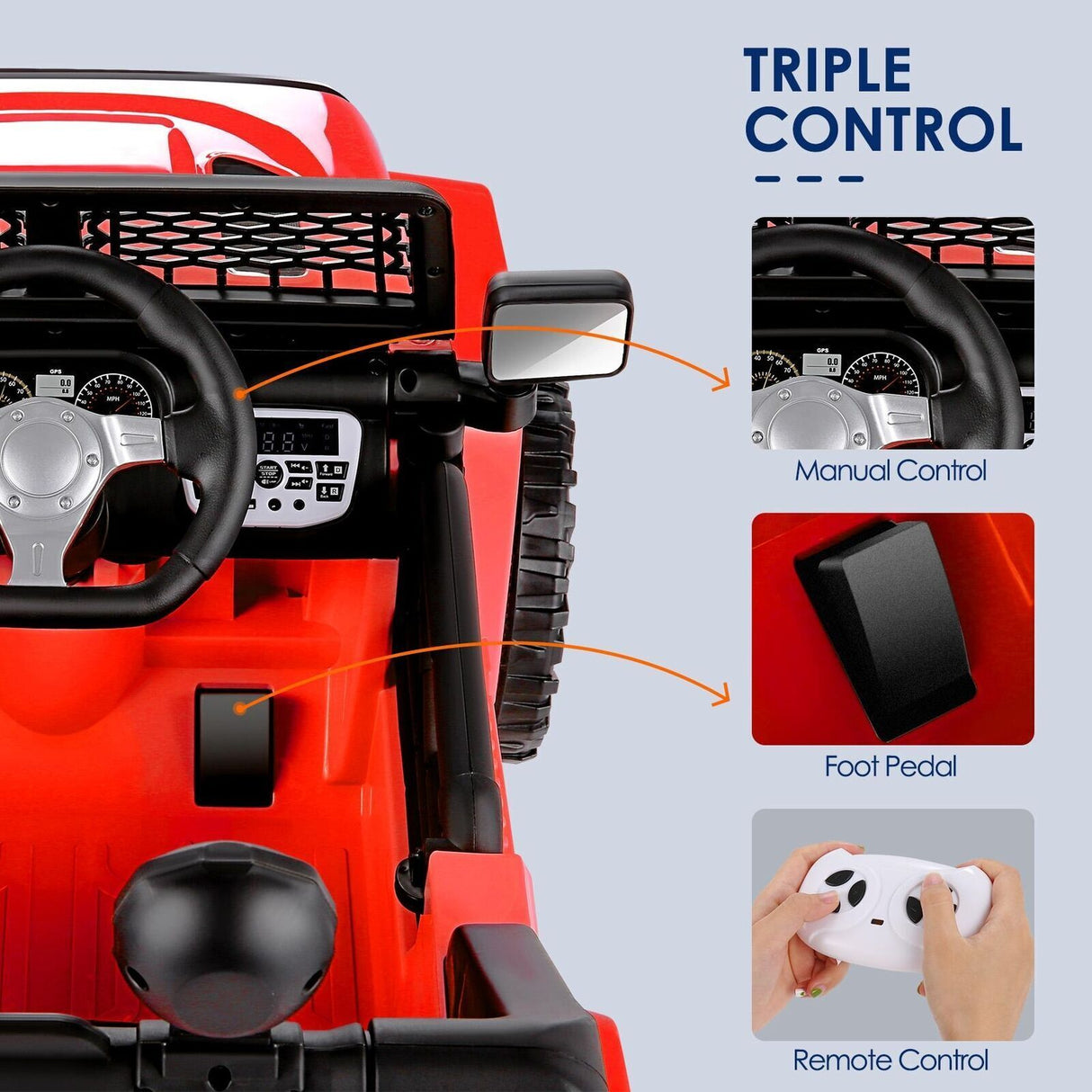 12V Kids Electric Ride-On Jeep with Remote Control and LED Lights - 3 Speed Options