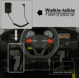 12V Kids Police Car SUV with Remote Control, Sirens, Megaphone, Lights, and Doors - AUX Compatible