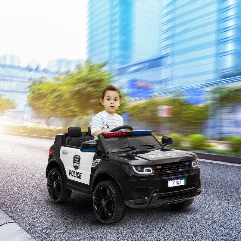 12V Kids Police Ride-On Car with Remote Control and LED Flashing Lights