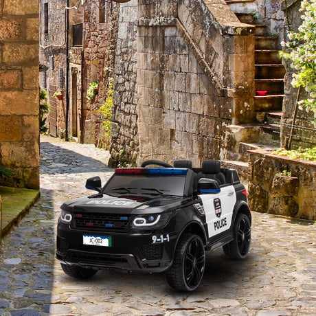 12V Kids Police Ride-On Car with Remote Control and LED Flashing Lights