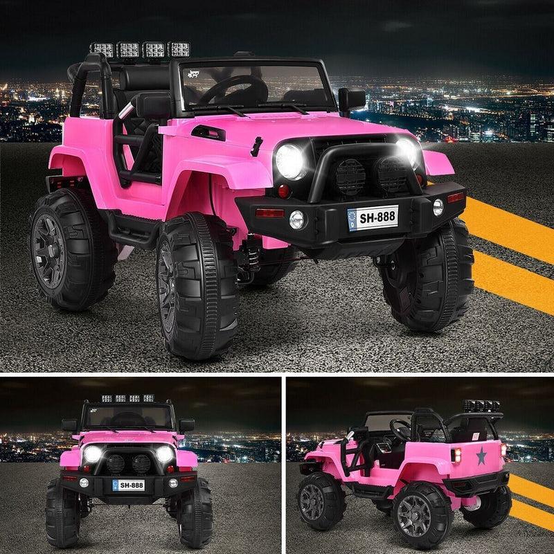 12V Kids Remote Control Truck Car with LED Lights in Pink