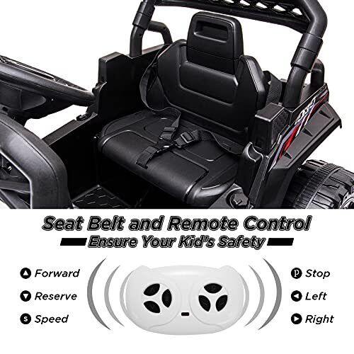 12V Kids Ride On Car Truck with Parental Remote Control - Spring Black Edition