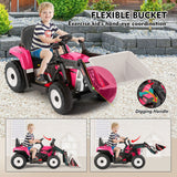 12V Kids Ride On Excavator with Music and Remote Control - 3 Speed Options