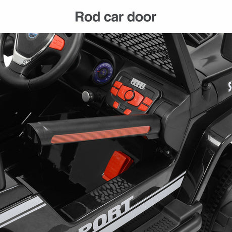 12V Kids Ride On Jeep with Remote Control, USB and Bluetooth Connectivity - Black