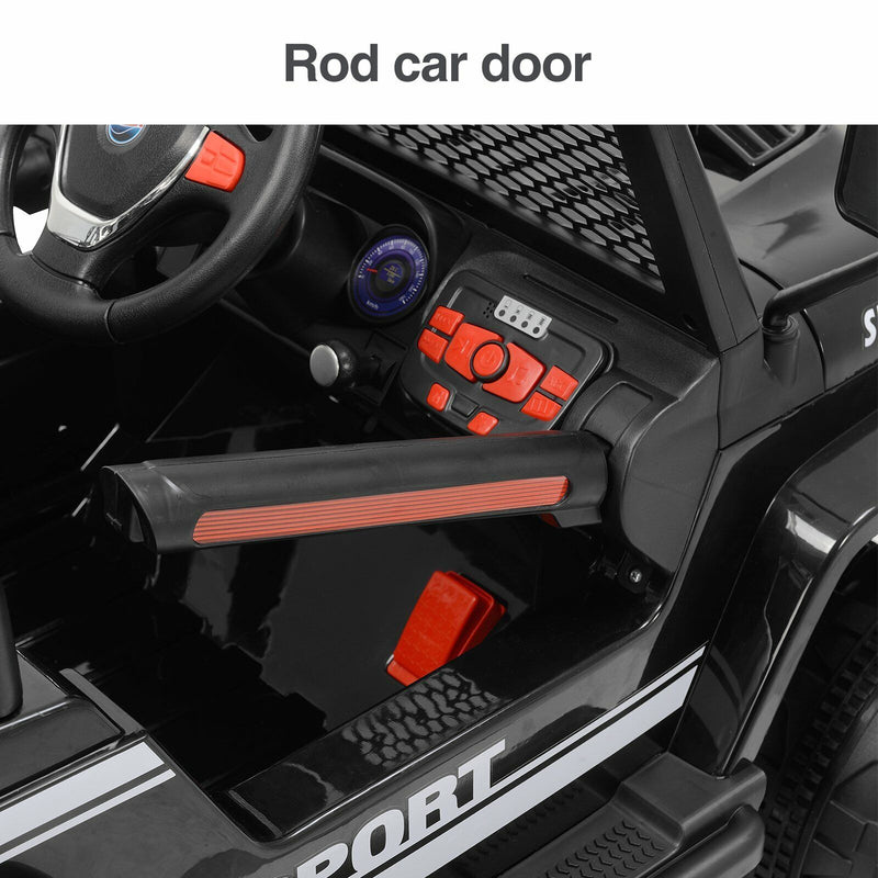 12V Kids Ride On Jeep with Remote Control, USB and Bluetooth Connectivity - Black