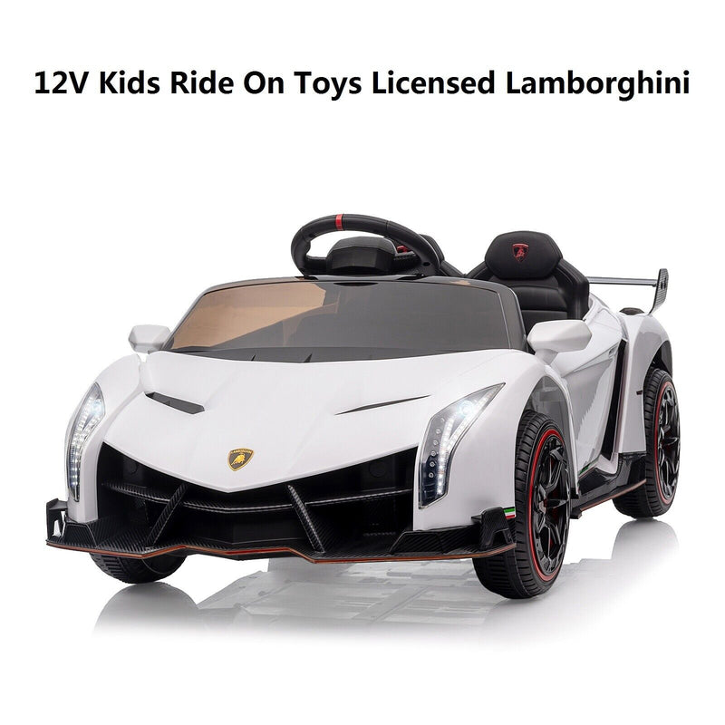 Licensed Lamborghini Style Kids Ride On Car with Remote Control, Music, and LED Lights - 12V
