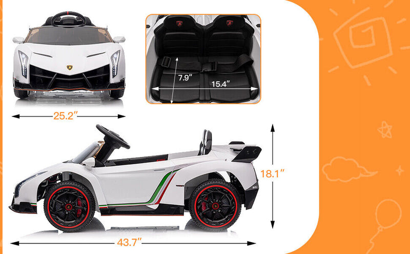 Licensed Lamborghini Electric Ride-On Car for Kids with Remote Control - 12V