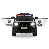 12V Kids Ride On Police Car with RC Control, Light & Siren - Black