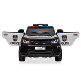 12V Kids Ride On Police SUV Car with Remote Control, LED Lights, and Music - Black