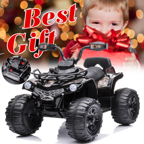 12V Kids Ride On Quad ATV with LED Headlights - Battery Powered Toy for Hours of Fun!