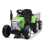12V Kids Ride-On Tractor Car with Trailer and LED Lights - Battery Powered Toy Truck