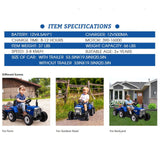 12V Kids Ride On Tractor Trailer with Lights - Battery Powered Toy Car